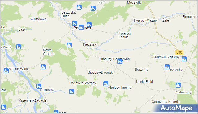 mapa Miodusy-Pokrzywne, Miodusy-Pokrzywne na mapie Targeo
