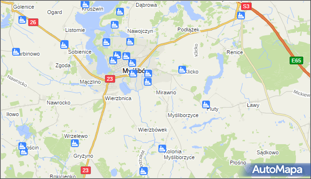 mapa Mirawno, Mirawno na mapie Targeo