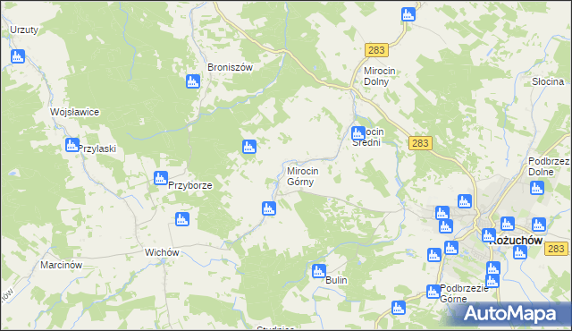 mapa Mirocin Górny, Mirocin Górny na mapie Targeo