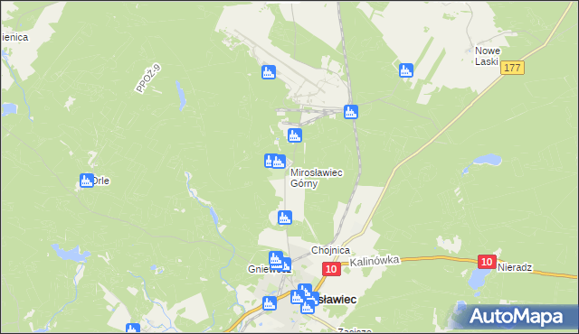 mapa Mirosławiec Górny, Mirosławiec Górny na mapie Targeo