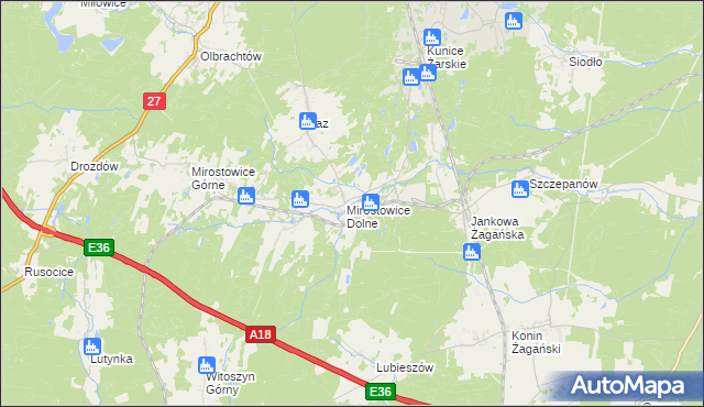 mapa Mirostowice Dolne, Mirostowice Dolne na mapie Targeo