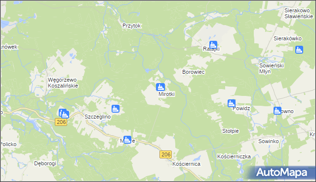 mapa Mirotki gmina Polanów, Mirotki gmina Polanów na mapie Targeo