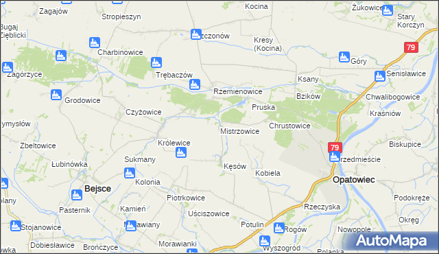 mapa Mistrzowice, Mistrzowice na mapie Targeo