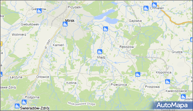 mapa Mlądz, Mlądz na mapie Targeo