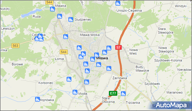 mapa Mława, Mława na mapie Targeo