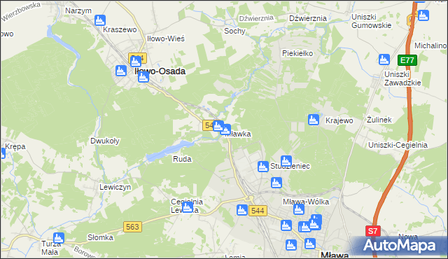 mapa Mławka, Mławka na mapie Targeo