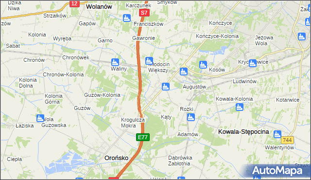 mapa Młodocin Mniejszy, Młodocin Mniejszy na mapie Targeo