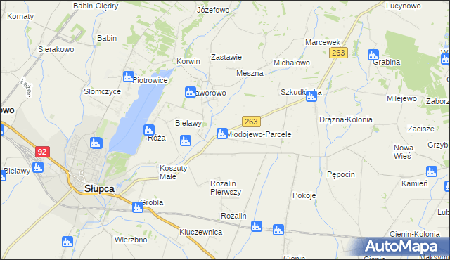 mapa Młodojewo-Parcele, Młodojewo-Parcele na mapie Targeo