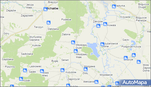 mapa Młodzawy Duże, Młodzawy Duże na mapie Targeo