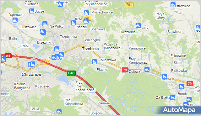 mapa Młoszowa, Młoszowa na mapie Targeo