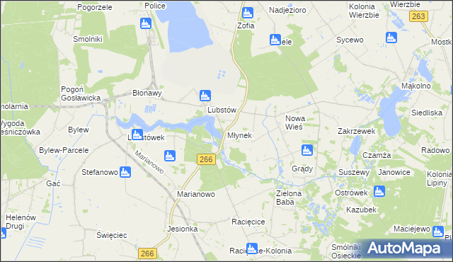 mapa Młynek gmina Sompolno, Młynek gmina Sompolno na mapie Targeo