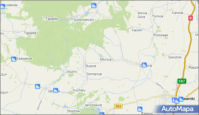mapa Młynica, Młynica na mapie Targeo