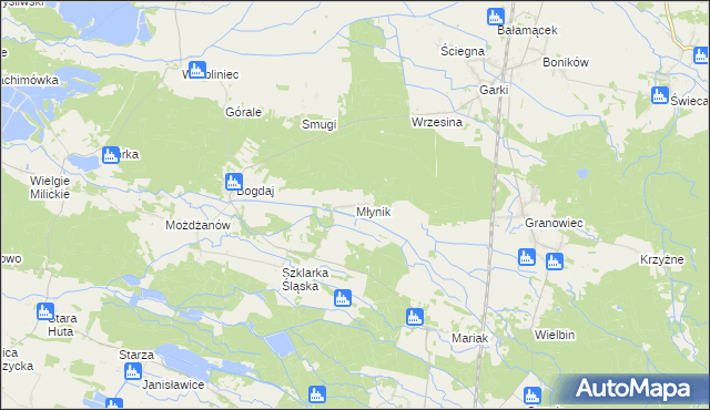 mapa Młynik gmina Sośnie, Młynik gmina Sośnie na mapie Targeo