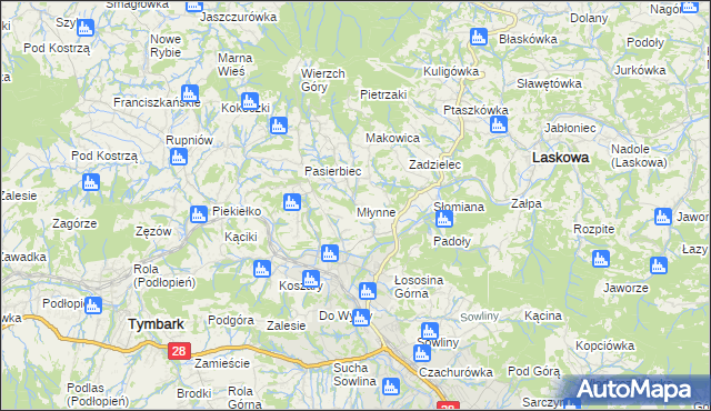 mapa Młynne, Młynne na mapie Targeo