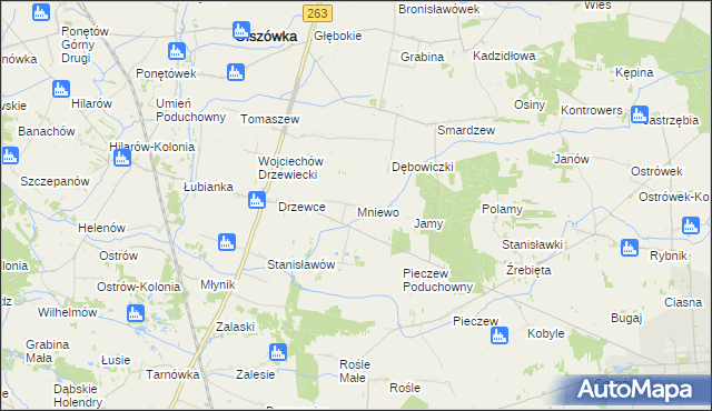 mapa Mniewo, Mniewo na mapie Targeo