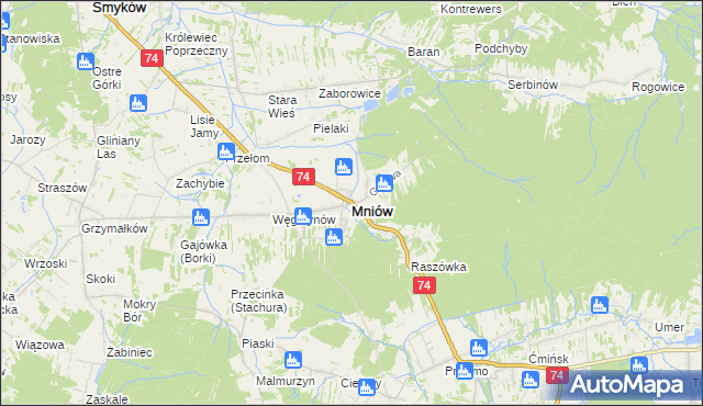 mapa Mniów, Mniów na mapie Targeo