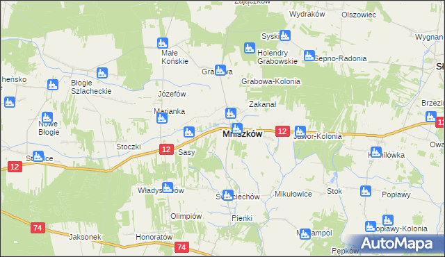 mapa Mniszków powiat opoczyński, Mniszków powiat opoczyński na mapie Targeo