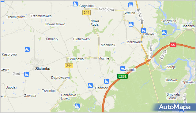 mapa Mochle, Mochle na mapie Targeo