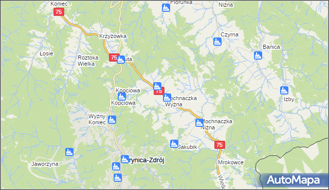 mapa Mochnaczka Wyżna, Mochnaczka Wyżna na mapie Targeo