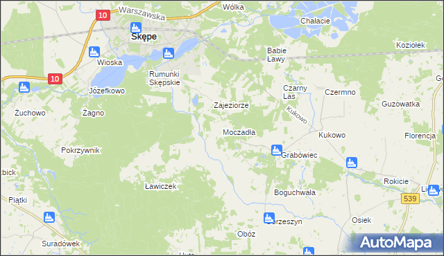mapa Moczadła gmina Skępe, Moczadła gmina Skępe na mapie Targeo