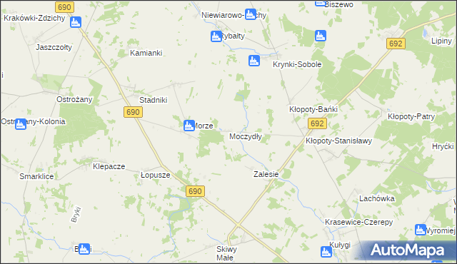 mapa Moczydły gmina Siemiatycze, Moczydły gmina Siemiatycze na mapie Targeo