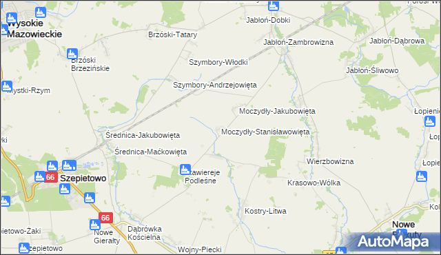 mapa Moczydły-Stanisławowięta, Moczydły-Stanisławowięta na mapie Targeo