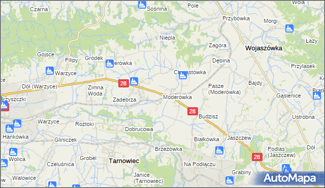 mapa Moderówka, Moderówka na mapie Targeo