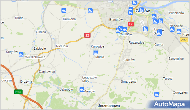 mapa Modła gmina Jerzmanowa, Modła gmina Jerzmanowa na mapie Targeo