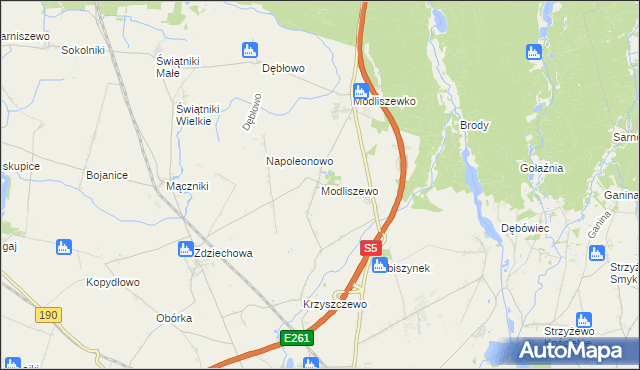 mapa Modliszewo, Modliszewo na mapie Targeo