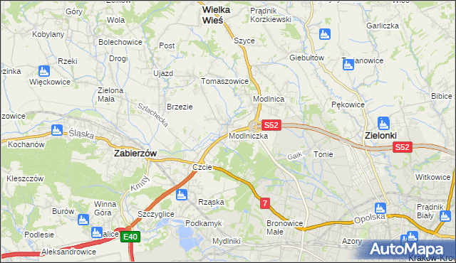 mapa Modlniczka, Modlniczka na mapie Targeo