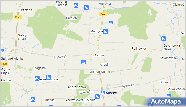 mapa Modryń, Modryń na mapie Targeo