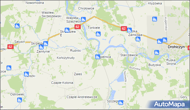 mapa Mogielnica gmina Korczew, Mogielnica gmina Korczew na mapie Targeo