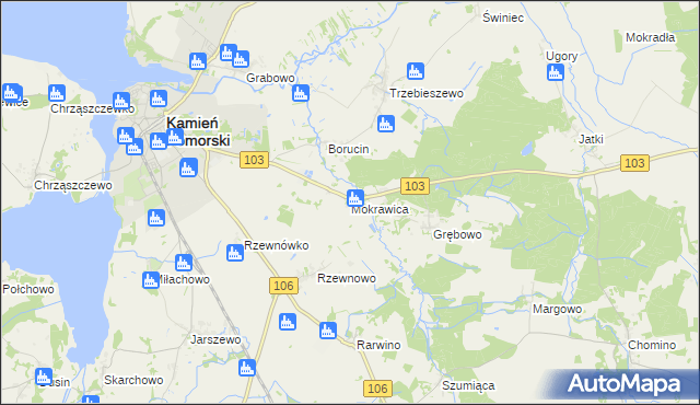 mapa Mokrawica, Mokrawica na mapie Targeo