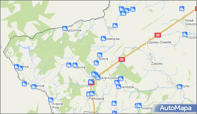 mapa Mokre gmina Głubczyce, Mokre gmina Głubczyce na mapie Targeo