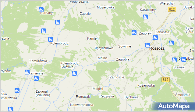 mapa Mokre gmina Rossosz, Mokre gmina Rossosz na mapie Targeo