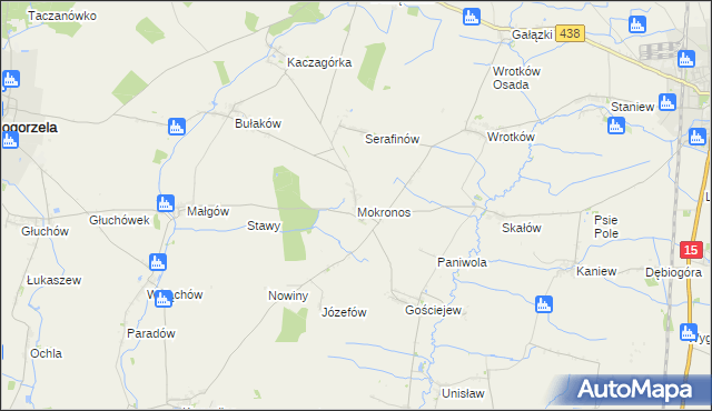 mapa Mokronos gmina Koźmin Wielkopolski, Mokronos gmina Koźmin Wielkopolski na mapie Targeo