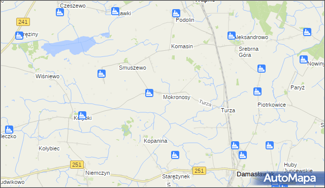 mapa Mokronosy, Mokronosy na mapie Targeo