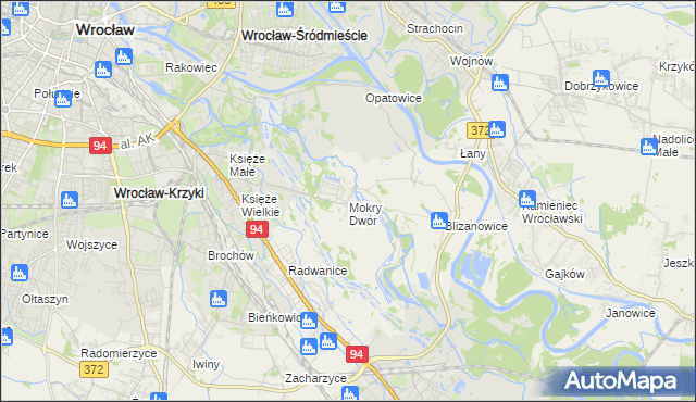 mapa Mokry Dwór gmina Siechnice, Mokry Dwór gmina Siechnice na mapie Targeo