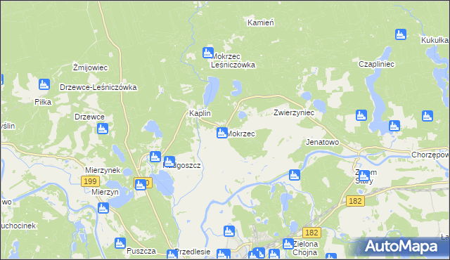 mapa Mokrzec gmina Międzychód, Mokrzec gmina Międzychód na mapie Targeo