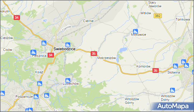 mapa Mokrzeszów, Mokrzeszów na mapie Targeo