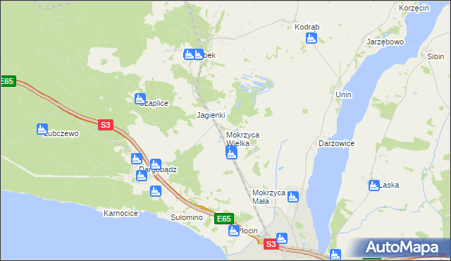 mapa Mokrzyca Wielka, Mokrzyca Wielka na mapie Targeo