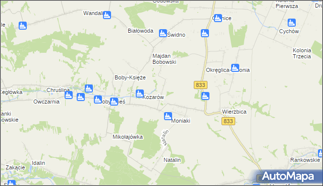 mapa Moniaki-Kolonia, Moniaki-Kolonia na mapie Targeo