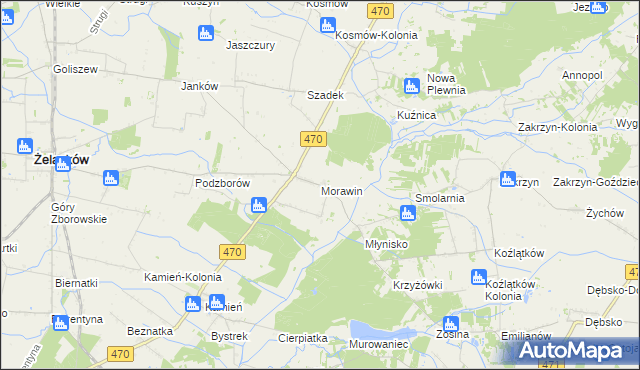 mapa Morawin gmina Ceków-Kolonia, Morawin gmina Ceków-Kolonia na mapie Targeo