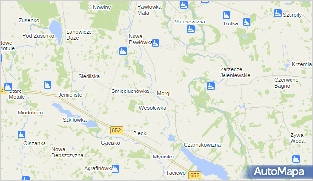 mapa Morgi gmina Przerośl, Morgi gmina Przerośl na mapie Targeo