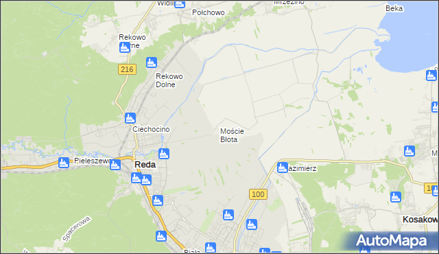 mapa Moście Błota, Moście Błota na mapie Targeo