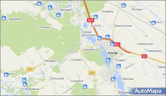 mapa Mościenica, Mościenica na mapie Targeo