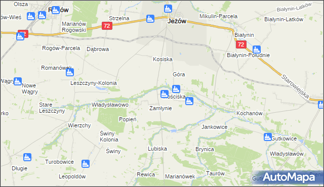 mapa Mościska gmina Jeżów, Mościska gmina Jeżów na mapie Targeo