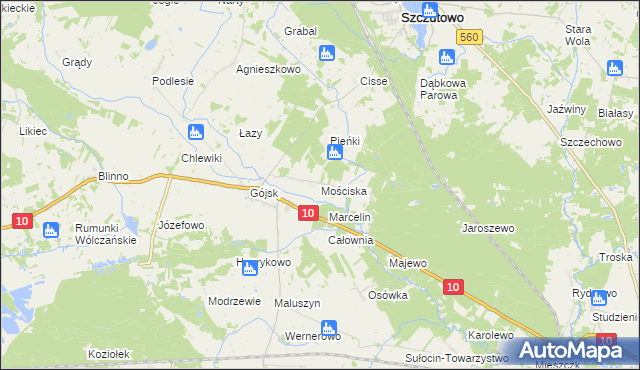 mapa Mościska gmina Szczutowo, Mościska gmina Szczutowo na mapie Targeo