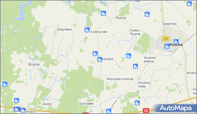 mapa Mościska gmina Wysoka, Mościska gmina Wysoka na mapie Targeo