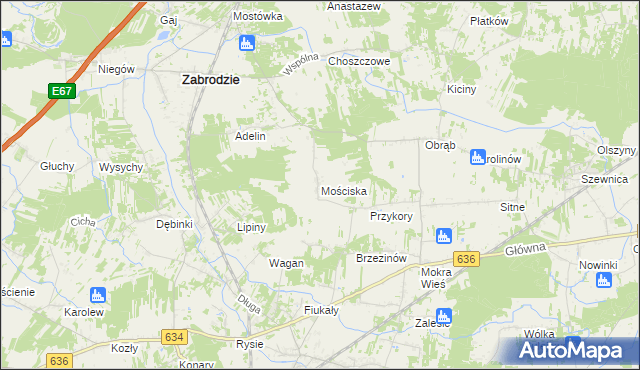 mapa Mościska gmina Zabrodzie, Mościska gmina Zabrodzie na mapie Targeo